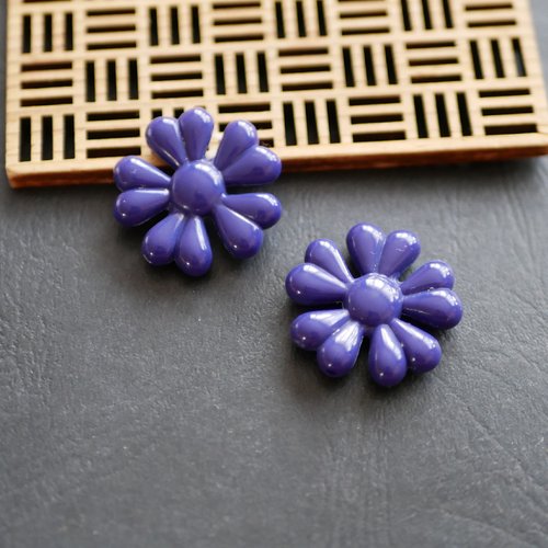 2 perles fleurs violette, 28mm