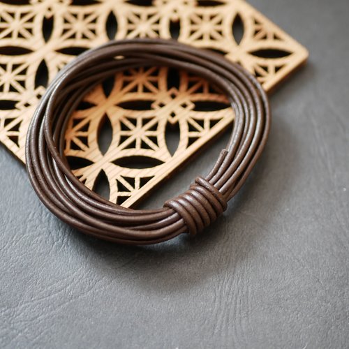 3 mètres de cordon cuir marron 2 mm – idéal pour collier, création de bijoux et loisirs créatifs