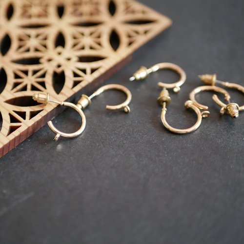 6 créoles anneaux ronds, doré, 14mm