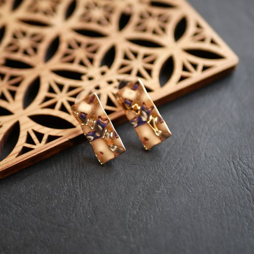 2 attaches de boucles d'oreilles support puce doré plateau rectangle 10x22mm