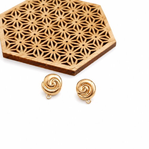 Puces d’oreilles escargot doré 14x18 mm. boucles d'oreilles spirale tendance. fournitures bijoux