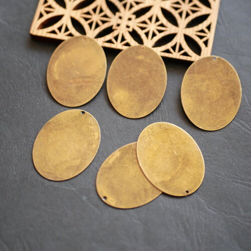 X6 pendentif ovale en laiton bronze. plaque de laiton brut bronze, pendentif géométrique bronze, 30x40mm