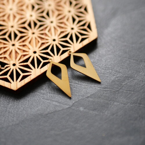 X2 pendentif pointe en acier inoxydable 304, goutte doré. 12x24mm