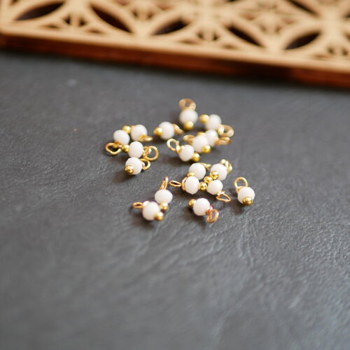 Petites perles à facettes en verre blanc pour bracelet, breloques grelots zen, grelot chapelet blanc, 4x8mm, 20 perles
