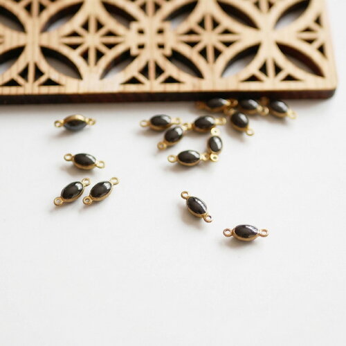 X10 petit connecteur en émail noir, mini goutte en laiton bronze, 4x10mm, pour fabrication de bijoux