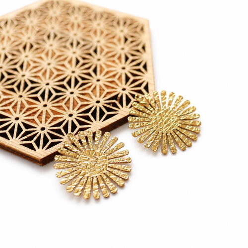 X2 pendentif soleil en acier inoxydable, pendentif marguerite en acier , fourniture bijou en acier inoxydable, 30mm