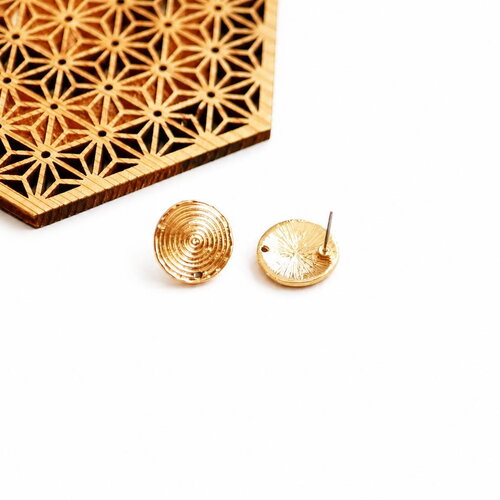 Clous d'oreilles ronds 16 mm dorés, supports pour boucles d'oreilles, apprêts bijoux, accessoires diy