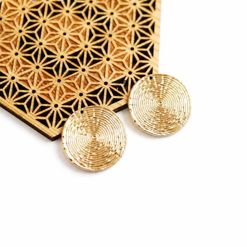 2 pendentifs ronds dorés 30 mm, connecteur cercle, breloque géométrique, apprêt bijoux diy