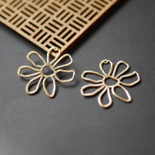 X2 pendentif à motifs fleurs , grand pendentif rond doré, plastron en métal, fabrication de bijoux 35x36mm