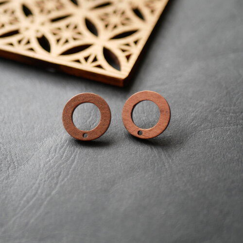Boucles d'oreilles en bois de noyer marron et acier inoxydable 304, boucles d'oreilles en bois,fourniture en acier inoxydable 304, 18mm
