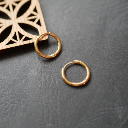 Paire de créoles en acier inoxydable résistantes à l'eau doré, bijoux résistants à l'eau, plaqué pvd, 16mm