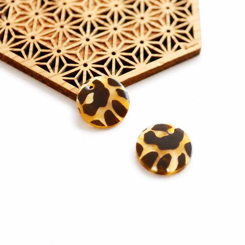 X2 pendentif rond en acrylique, breloque léopard abstrait,petit pendentif rond, 20mm