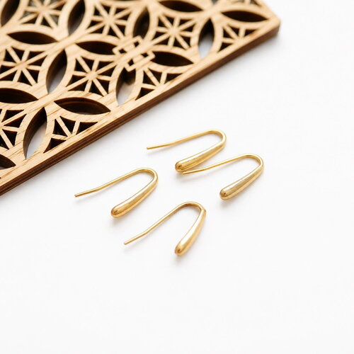 Crochets de boucles d'oreilles en acier inoxydable 304, boucles d'oreilles en acier inoxydable avec anneaux dorées, 13x18mm