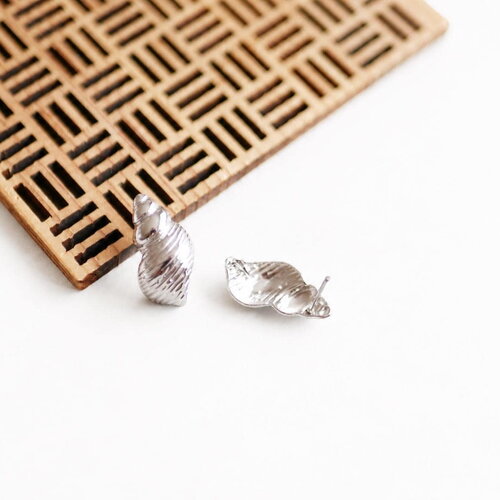Boucles d'oreilles coquillage à spirale bulot en acier inoxydable argenté, 10x20 mm, puces d'oreilles marines pour bijoux diy