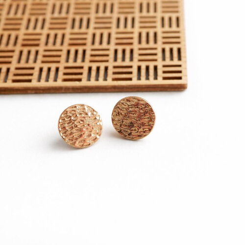 Boucles d'oreilles rondes doré martelées, puces d'oreilles, accessoire de boucle d'oreille, 17mm, 1 paire