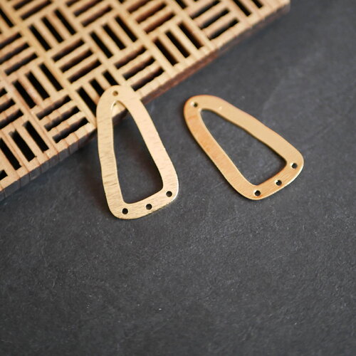 X2 connecteur triangle ovale en laiton doré, connecteur strié, pendentif géométrique doré, 17x33mm