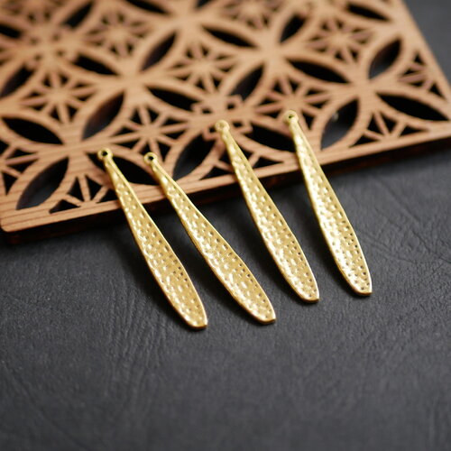 X4 pendentif long doré, pendentifs gouttes navettes ,  pendentif pointe doré , pour fabrication de bijoux, 6x43mm