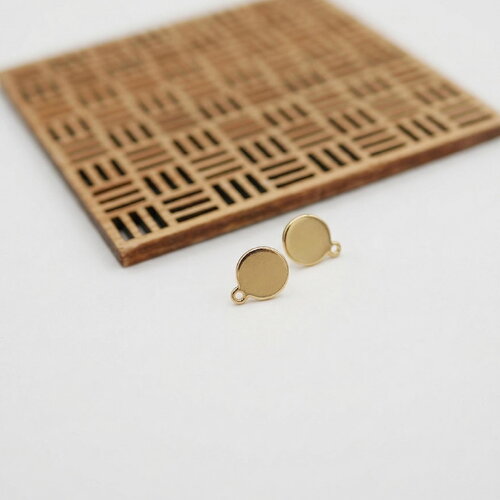 Clous d'oreilles dorés 10mm avec anneau. supports boucles d'oreilles ronds. apprêts bijoux dorés. diy bijoux