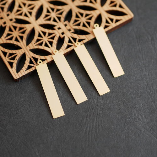 X4 breloques formes rectangulaires, pendentif rectangle long en laiton doré, pendentif géométrique doré, 7x41mm