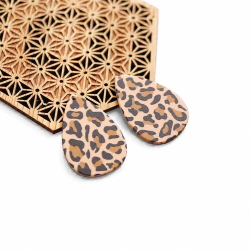 X2 pendentifs goutte acrylique léopard abstrait, breloques double face, 30x44mm, fournitures boucles d’oreilles diy