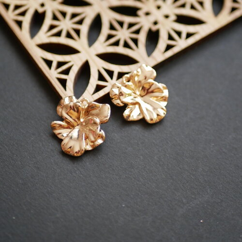 X2 grand pendentif fleur orchidée doré, pendentif à motifs fleurs , plastron en métal, fabrication de bijoux, 20mm