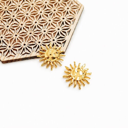 X2 breloque soleil doré, 25mm. pendentifs soleil doré, accessoire pour création de bijoux