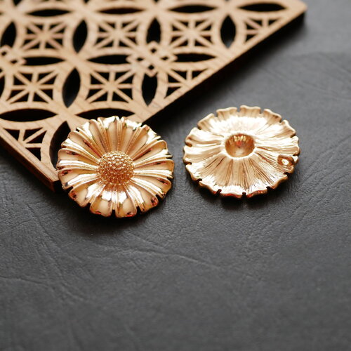X2 pendentif tournesol en acier doré, grand pendentif fleur, perle fleur, pendentif tournesol en acier doré, 30mm