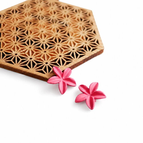 2 connecteurs fleurs de frangipanier rose 22mm, pendentifs fleurs en métal mat, apprêts bijoux fleur tropicale, hibiscus pour créations diy