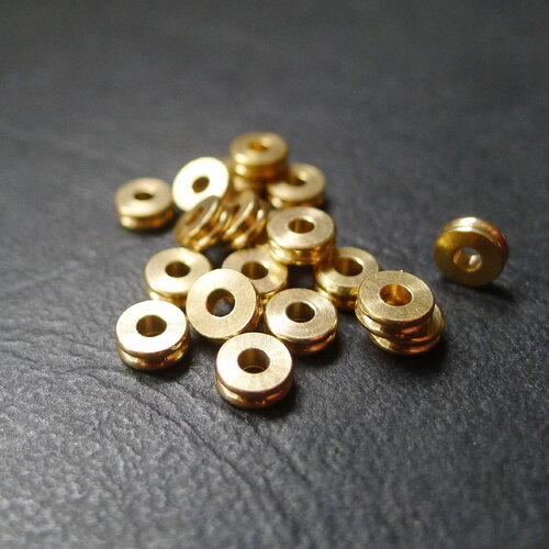 40 perles rondelles intercalaires en laiton brut doré, perles de 2x6mm