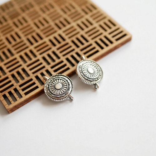 Connecteurs ovales argenté vieilli 18x25 mm. pendentifs vintage pour bijoux diy. apprêts métalliques sans nickel