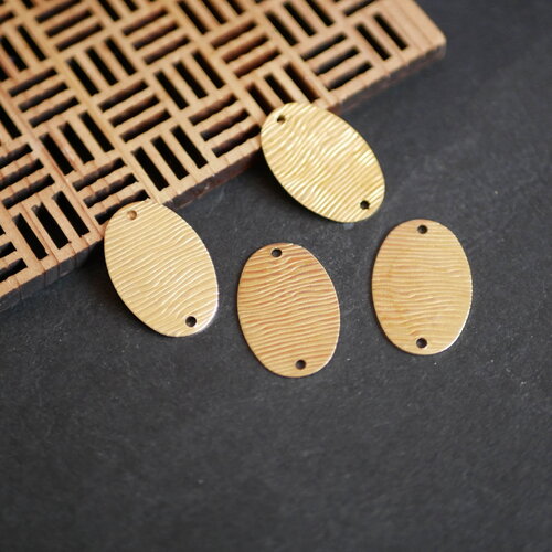 X4 connecteur ovale en laiton doré, connecteur strié, pendentif géométrique doré, 16x24mm