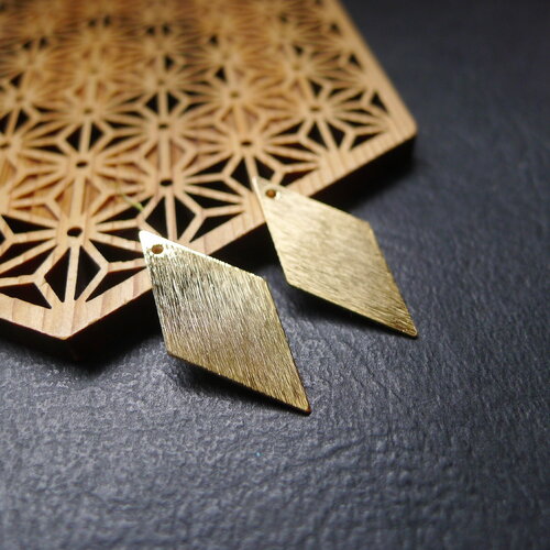 X2 breloque losange doré 14x27mm