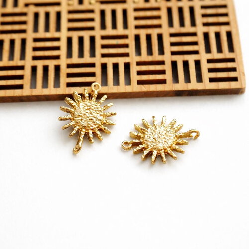 X2 connecteur soleil doré martelé, 18x25mm. pendentifs soleil doré, accessoire pour création de bijoux