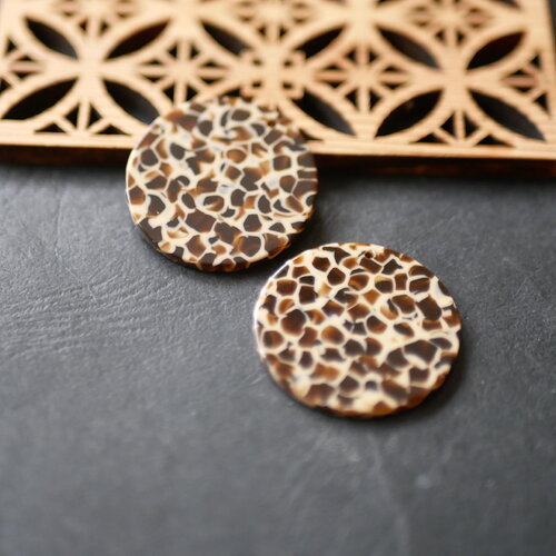 X2 pendentif rond en acrylique, breloque léopard abstrait, gros pendentif rond, 30mm