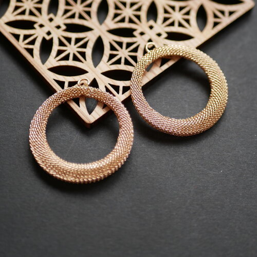 X2 grand pendentif anneau rond doré . 40mm. breloque doré pour création de bijoux