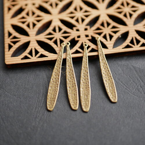 X4 pendentif long bronze, pendentifs gouttes navettes ,  pendentif pointe bronze , pour fabrication de bijoux, 6x43mm