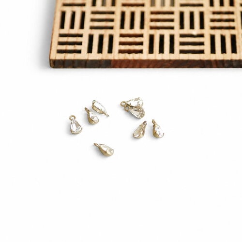 X10 breloques goutte en verre 4x6mm transparent doré. pendentifs mini gouttes, apprêts bijoux, diy boucles d’oreilles