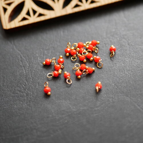 Breloques grelots zen, petites perles à facettes en verre pour bracelet, grelot chapelet orange, 3x8mm, 20 perles