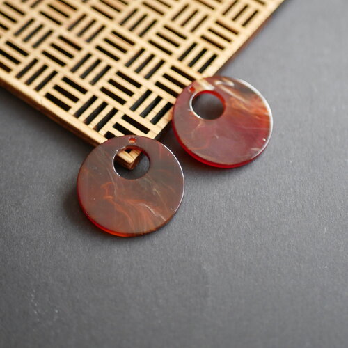 X2 pendentifs ronds en acrylique marron, perle pour boucles d'oreilles en acrylique marron, fourniture de bijoux, 30mm