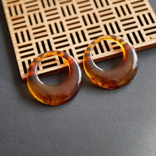 X2 pendentifs ronds en acrylique marron, perle pour boucles d'oreilles en acrylique marron, fourniture de bijoux, 35mm