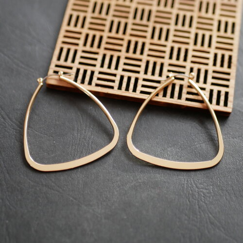 Créoles triangles dorées, boucles d'oreilles géométrique doré, fournitures pour fabrication de boucles d'oreilles, 50mm