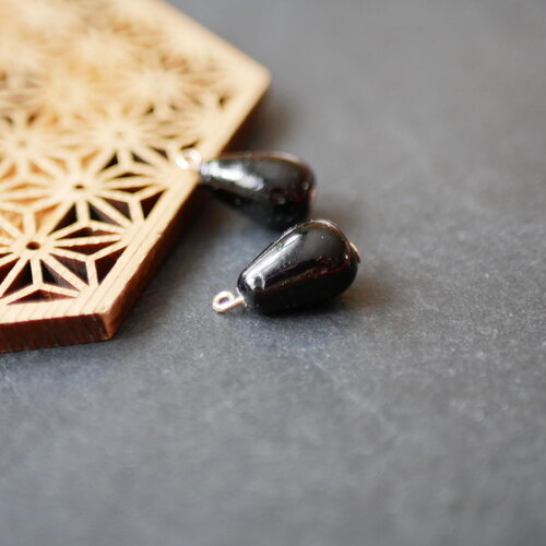 X2 pendentif goutte larme noir, perle pour boucles d'oreilles en acrylique noir, fourniture de bijoux, 10x20mm