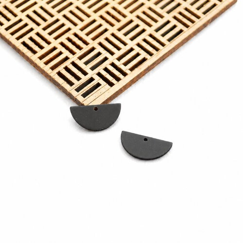 2 breloques demi-cercle noir mat 10x20 mm. pendentif minimaliste. apprêts bijoux. création diy