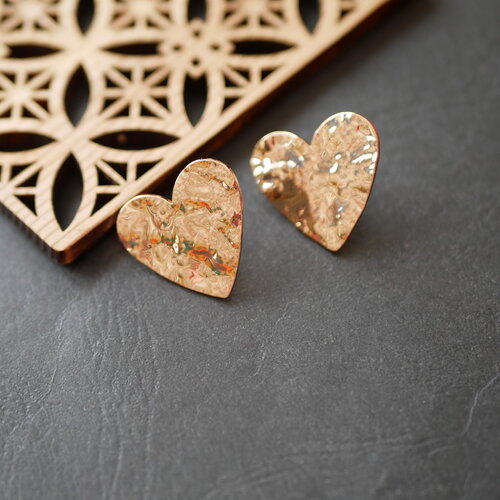 Boucles d'oreilles coeur doré, grandes boucles d'oreilles cœur sacré, 20x24mm