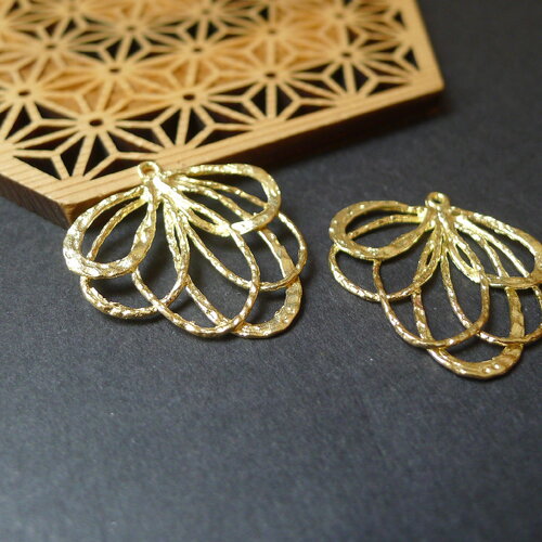X2 breloque estampe filigrane laiton doré 26x25mm, pendentif infini doré