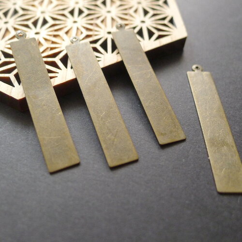 8 pendentifs rectangles en laiton bronze 7x40mm