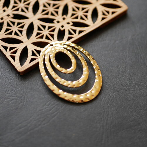 Pendentif ovale en acier inoxydable, fourniture bijou en acier inoxydable 304, plastron en métal, 37x48mm