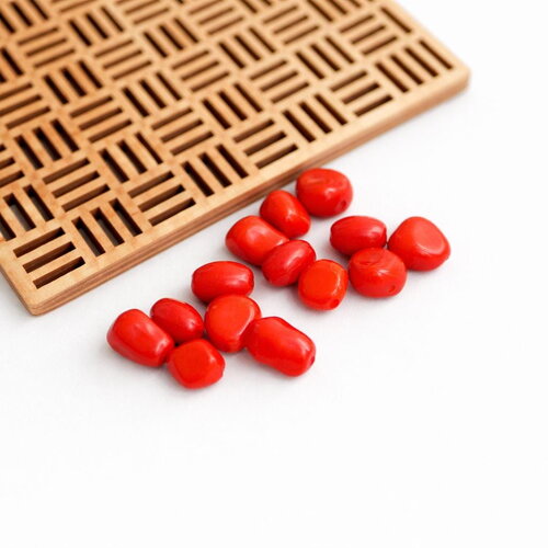 Perles acryliques rouges irrégulières. lot de perles ovales pour création boucles d’oreilles et colliers. 10 pcs