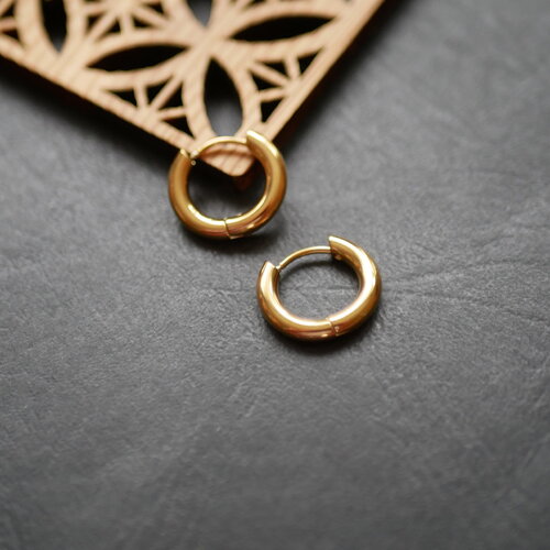 Paire de créoles en acier inoxydable résistantes à l'eau doré, bijoux résistants à l'eau, plaqué pvd, 15mm