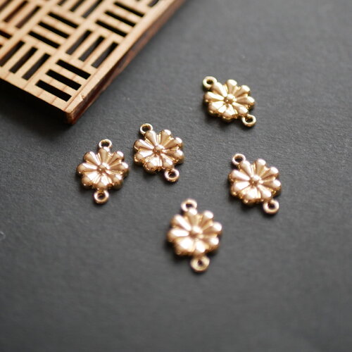 X5 connecteur fleurs de marguerite, breloques en forme de fleur doré, fabrication de bijoux 12x16mm